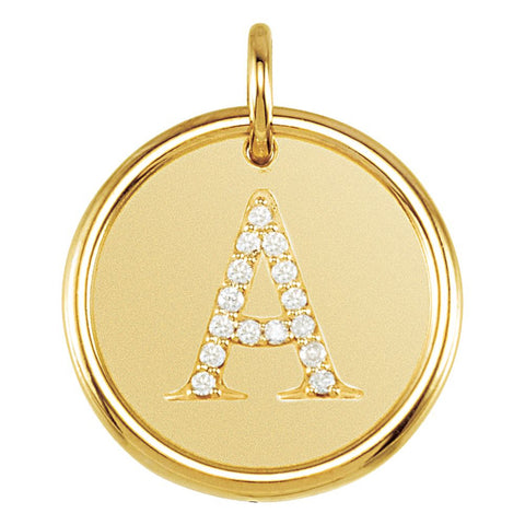 18k Yellow Gold Vermeil .07 CTW Diamond Initial "A" Pendant
