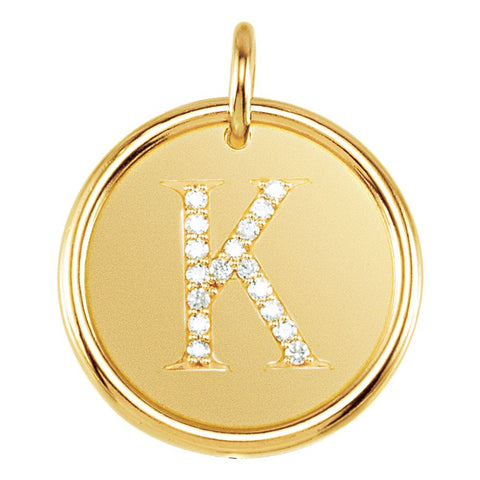 18k Yellow Gold Vermeil .08 CTW Diamond Initial "K" Pendant