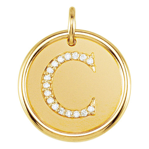 18k Yellow Gold Vermeil .08 CTW Diamond Initial "C" Pendant