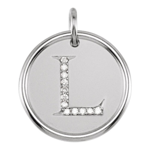 14k White Gold .06 CTW Diamond Initial "L" Pendant