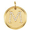 14K Yellow Gold 1/8 CTW Diamond Initial "M" Pendant