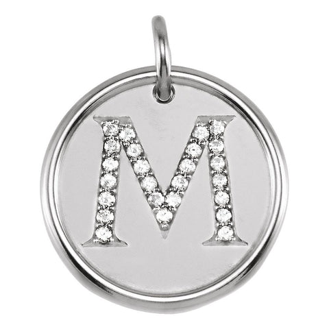 14k White Gold 1/8 CTW Diamond Initial "M" Pendant
