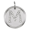 14K White Gold 1/8 CTW Diamond Initial "M" Pendant