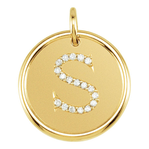 18k Yellow Gold Vermeil 1/10 CTW Diamond Initial "S" Pendant