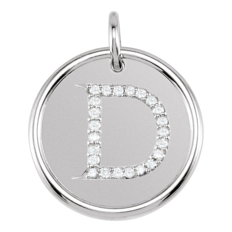 14k White Gold 1/10 CTW Diamond Initial "D" Pendant