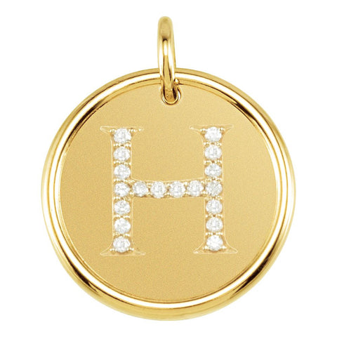 14k Yellow Gold 1/10 CTW Diamond Initial "H" Pendant