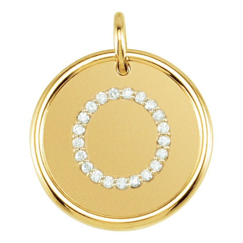 14k Yellow Gold 1/10 CTW Diamond Initial "O" Pendant