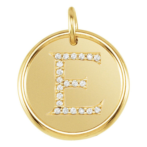 14k Yellow Gold 1/10 CTW Diamond Initial "E" Pendant
