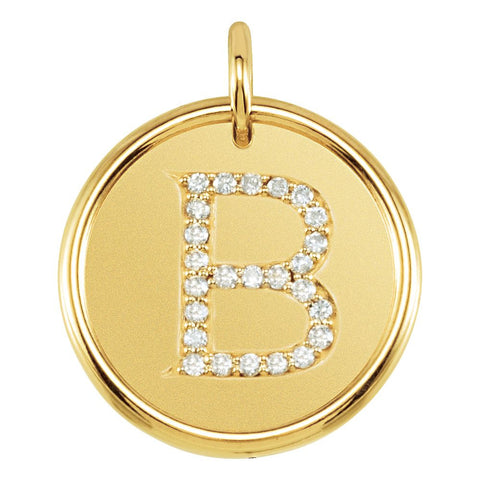 18k Yellow Gold Vermeil 1/8 CTW Diamond Initial "B" Pendant