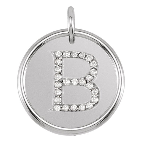 14k White Gold 1/8 CTW Diamond Initial "B" Pendant
