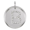 14K White Gold 1/8 CTW Diamond Initial "B" Pendant