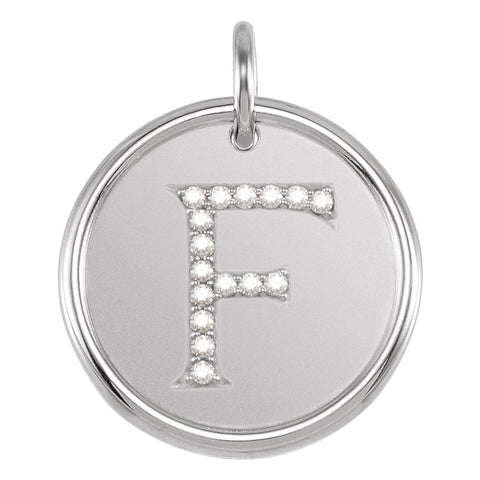 Sterling Silver .08 CTW Diamond Initial "F" Pendant