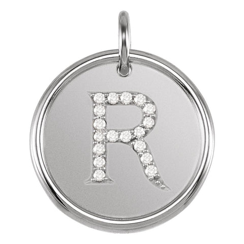 Sterling Silver 1/10 CTW Diamond Initial "R" Pendant