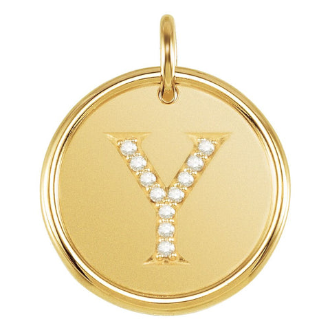14k Yellow Gold .05 CTW Diamond Initial "Y" Pendant