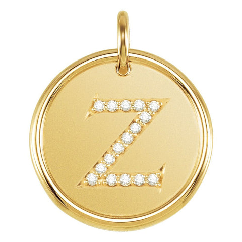 14k Yellow Gold .08 CTW Diamond Initial "Z" Pendant