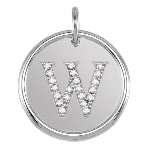14k White Gold 1/10 CTW Diamond Initial "W" Pendant