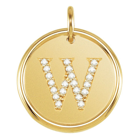 14k Yellow Gold 1/10 CTW Diamond Initial "W" Pendant