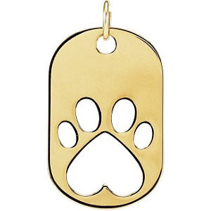 14k Yellow Gold Our Cause for Paws™ Dog Tag Necklace or Pendant
