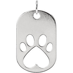 14k White Gold Our Cause for Paws™ Dog Tag Necklace or Pendant