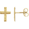 Pair of 09.00X06.75 mm Kids Diamond Cut Cross Earrings in 14K Yellow Gold