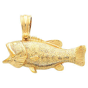 14k Yellow Gold Bass Pendant