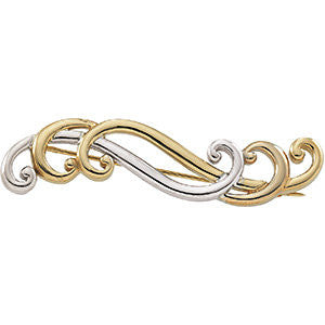 14.00x58.00 mm Two-Tone Brooch in 14K White and Yellow Gold