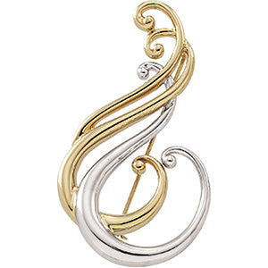 14K Yellow & White 29x52mm Freeform Brooch