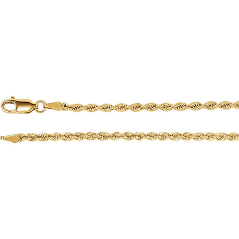 14k Yellow Gold 2.5mm Rope 18" Chain