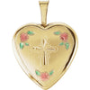 15.75x15.75 mm Tri Color Fancy Cross Locket in 14K Yellow Gold