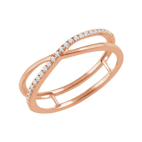 14k Rose Gold 1/10 CTW Diamond Criss-Cross Ring, Size 7