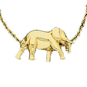 14k Yellow Gold Elephant Chain Slide