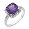 14K White Gold Amethyst & 0.03 CTW Diamond Ring (Size 6)