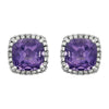 14k White Gold Amethyst & .06 CTW Diamond Earrings