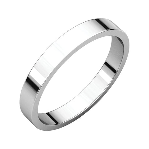 14k White Gold 3mm Flat Band, Size 11