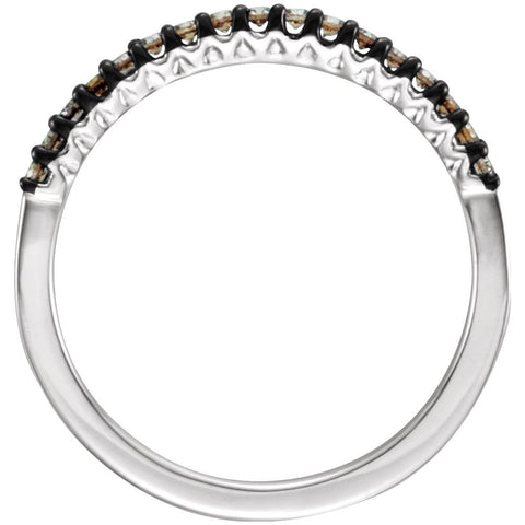 14k White Gold 1/6 CTW Brown Diamond Stackable Ring, Size 7