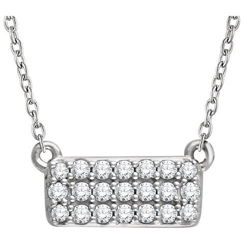 14k White Gold 1/6 CTW Diamond Rectangle Cluster 16-18" Necklace