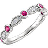 14k White Gold Ruby & 1/6 ctw. Diamond Ring, Size 7