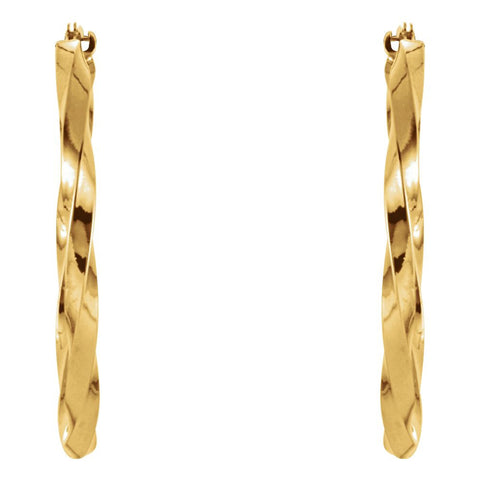 14k Yellow Gold Twisted Hoop Earrings