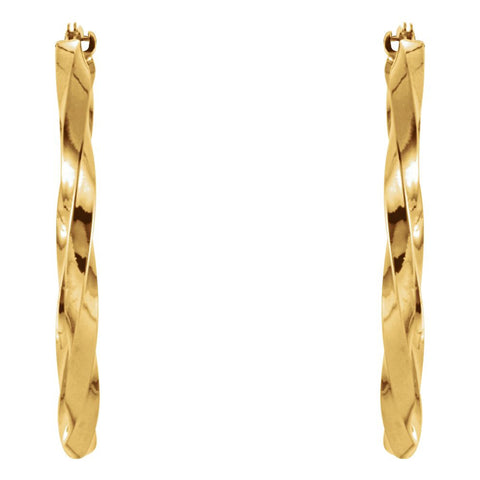 14k Yellow Gold Twisted Hoop Earrings