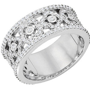 Platinum 3/4 CTW Diamond Etruscan Anniversary Band, Size 7