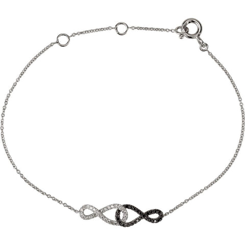 1/5 CTW Black & White Gold Diamond Infinity-Inspired 5.75 - 6.75" Bracelet