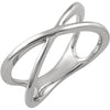 Platinum Cross Over Ring, Size 7