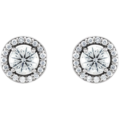 14k White Gold 1/2 CTW Diamond Halo-Style Earrings