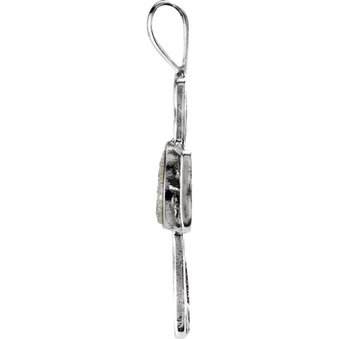 Sterling Silver Cross Pendant with Ancient Roman Glass Design