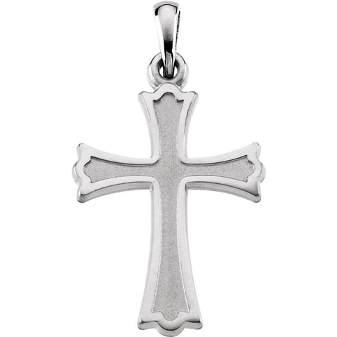 14k White Gold 22x16mm Cross Pendant