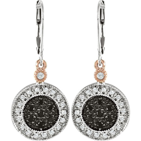 14k White/Rose Gold Pavé Lever Back Earrings