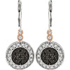14k White/Rose Gold Pavé Lever Back Earrings