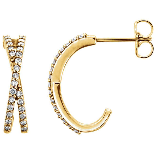14k Yellow Gold Pair 1/4 CTW Diamond Criss Cross Earrings