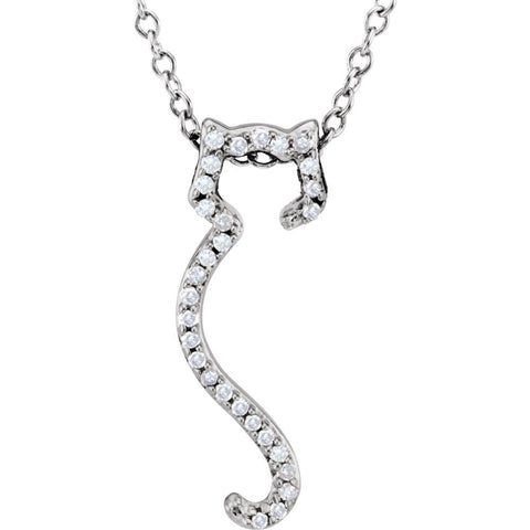 Sterling Silver 1/10 CTW Diamond Cat Silhouette 18" Necklace