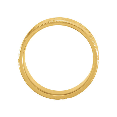 14k Yellow Gold 10mm Hand Engraved Band Size 5
